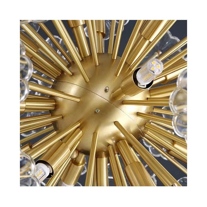 Nordic Spherical Brass Dandelion Crystal Pendant Light