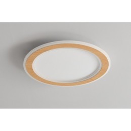 Round Wood Modern Flush Mount Ceiling Light Indoor Lighting Fixture