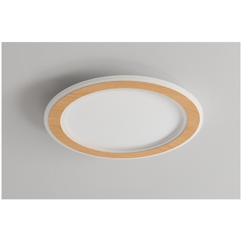 Round Wood Modern Flush Mount Ceiling Light Indoor Lighting Fixture