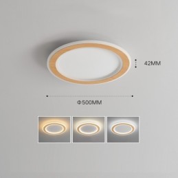 Round Wood Modern Flush Mount Ceiling Light Indoor Lighting Fixture