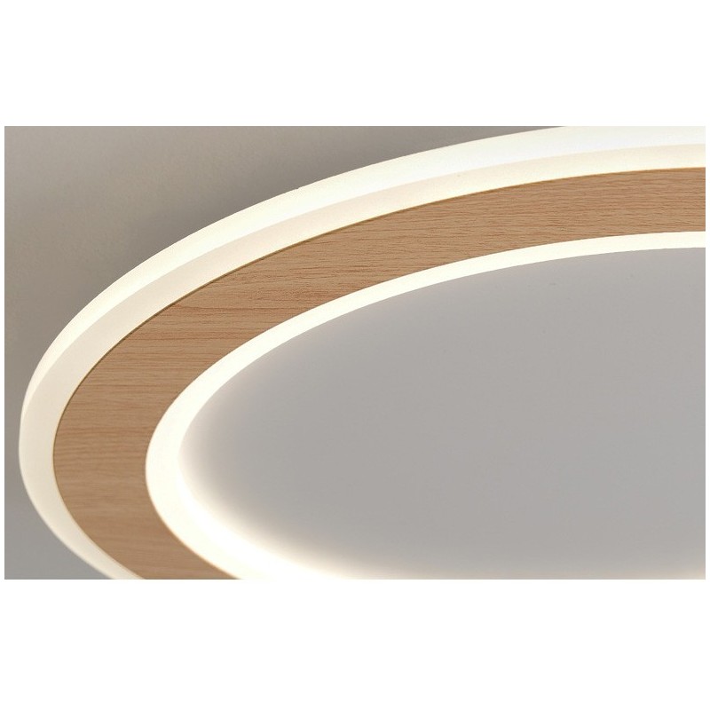 Round Wood Modern Flush Mount Ceiling Light Indoor Lighting Fixture