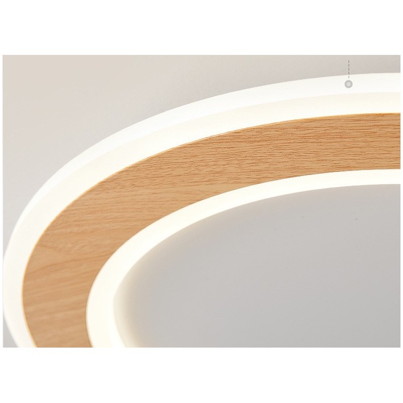 Round Wood Modern Flush Mount Ceiling Light Indoor Lighting Fixture
