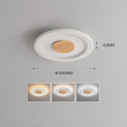 Round Wood Modern Flush Mount Ceiling Light Indoor Lighting Fixture