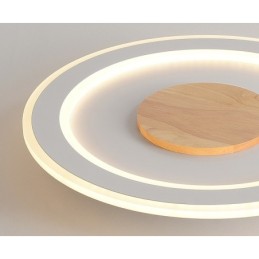 Round Wood Modern Flush Mount Ceiling Light Indoor Lighting Fixture