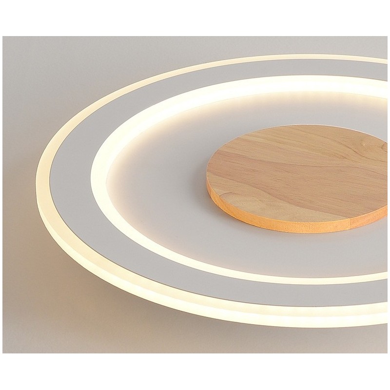 Round Wood Modern Flush Mount Ceiling Light Indoor Lighting Fixture