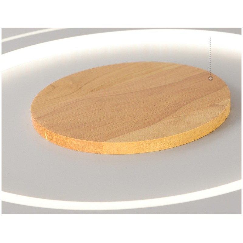 Round Wood Modern Flush Mount Ceiling Light Indoor Lighting Fixture