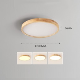 Round Wood Modern Flush Mount Ceiling Light Indoor Lighting Fixture