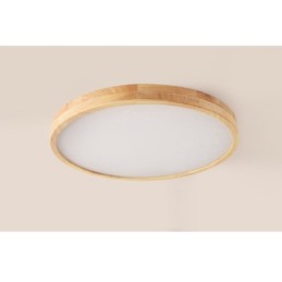 Round Wood Modern Flush Mount Ceiling Light Indoor Lighting Fixture
