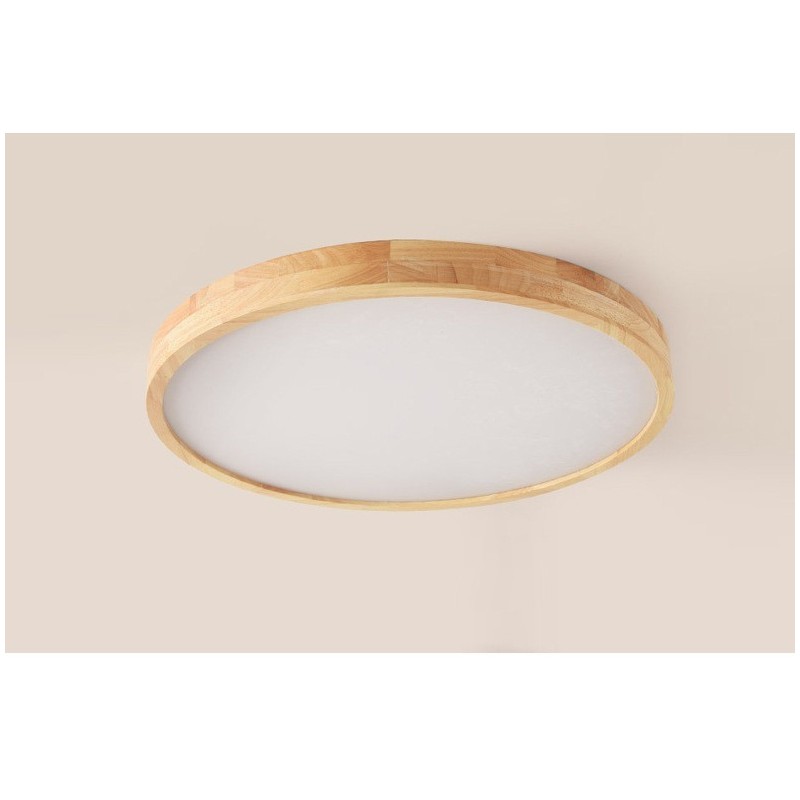 Round Wood Modern Flush Mount Ceiling Light Indoor Lighting Fixture