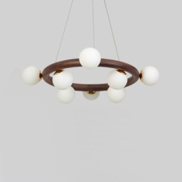 Nordic Ring Simple Black Walnut Wood Pendant Chandelier with Bean Shades