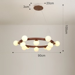 Nordic Ring Simple Black Walnut Wood Pendant Chandelier with Bean Shades
