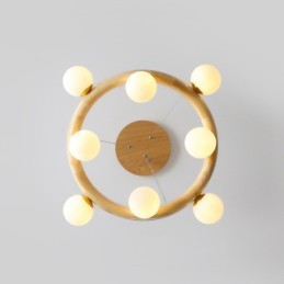 Nordic Ring Simple Modern Wood Pendant Chandelier with Bean Shades