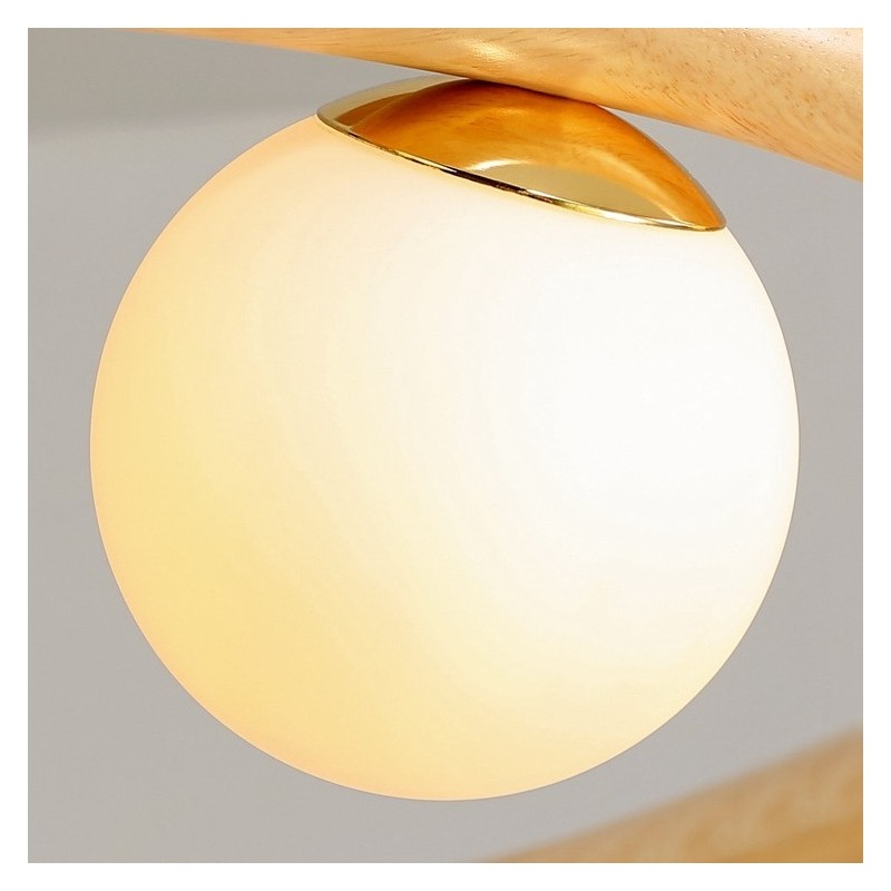 Nordic Ring Simple Modern Wood Pendant Chandelier with Bean Shades