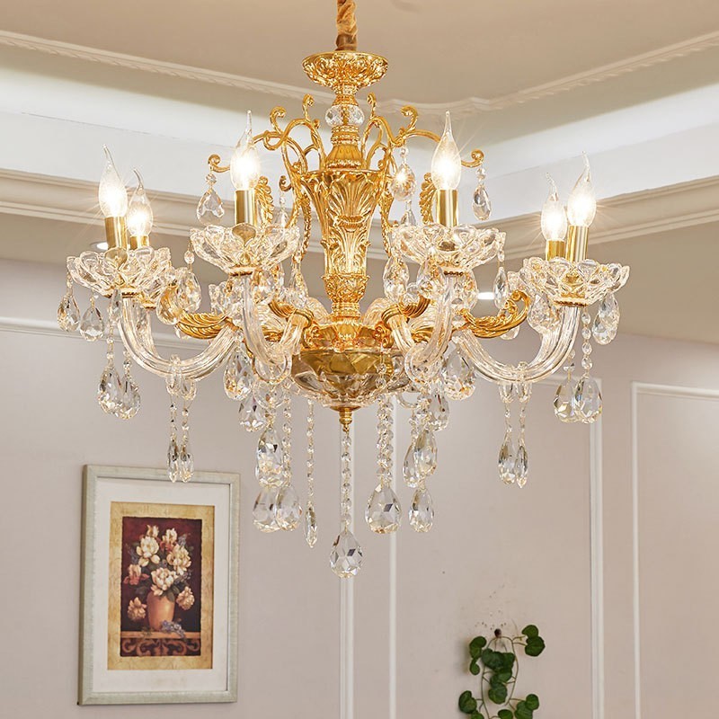 6 Light 8 Light Luxury Gold Colour Crystal Candle Chandelier