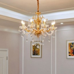 6 Light 8 Light Luxury Gold Colour Crystal Candle Chandelier