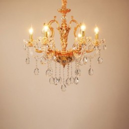 6 Light 8 Light Luxury Gold Colour Crystal Candle Chandelier
