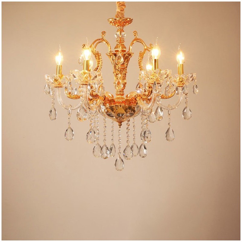 6 Light 8 Light Luxury Gold Colour Crystal Candle Chandelier