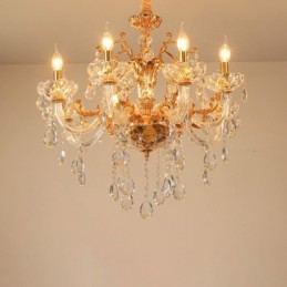 6 Light 8 Light Luxury Gold Colour Crystal Candle Chandelier