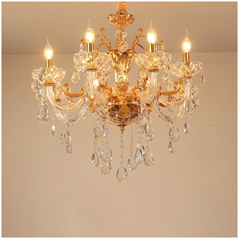 6 Light 8 Light Luxury Gold Colour Crystal Candle Chandelier