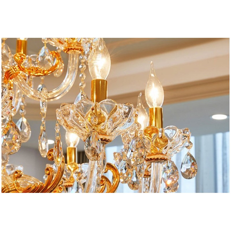 6 Light 8 Light Luxury Gold Colour Crystal Candle Chandelier