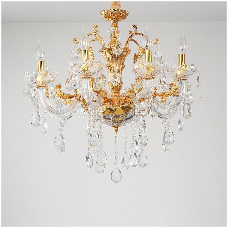 18 Light Two Tiers Luxury Gold Colour Crystal Candle Chandelier