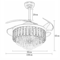 Retractable Ceiling Fan Light Crystal Ceiling Fan