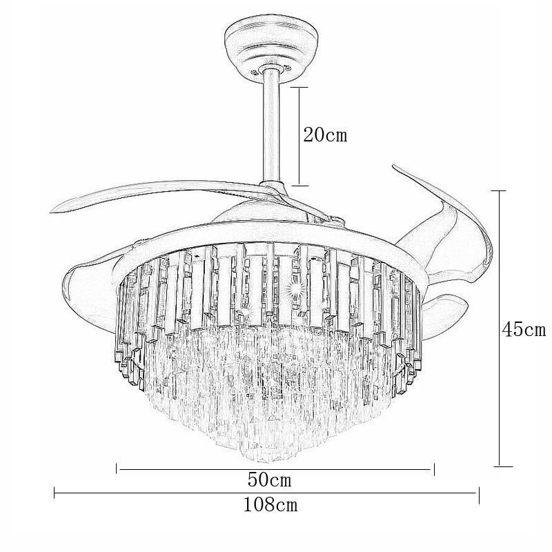 Retractable Ceiling Fan Light Crystal Ceiling Fan