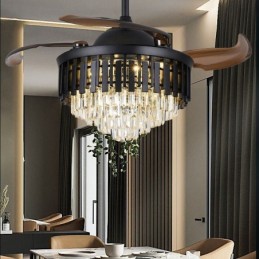 Retractable Ceiling Fan Light Crystal Ceiling Fan