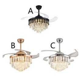 Retractable Ceiling Fan Light Crystal Ceiling Fan