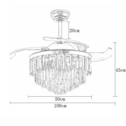 Retractable Ceiling Fan Light Crystal Ceiling Fan