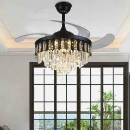 Retractable Ceiling Fan Light Crystal Ceiling Fan