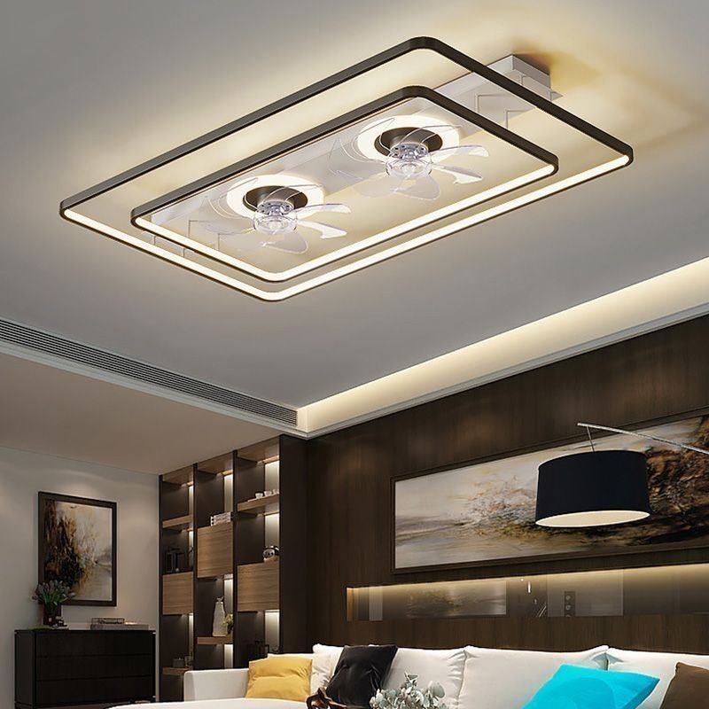 Modern Flush Mount Ceiling Fan With Lights Remote Control