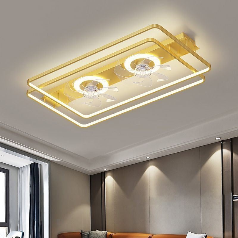 Modern Flush Mount Ceiling Fan With Lights Remote Control