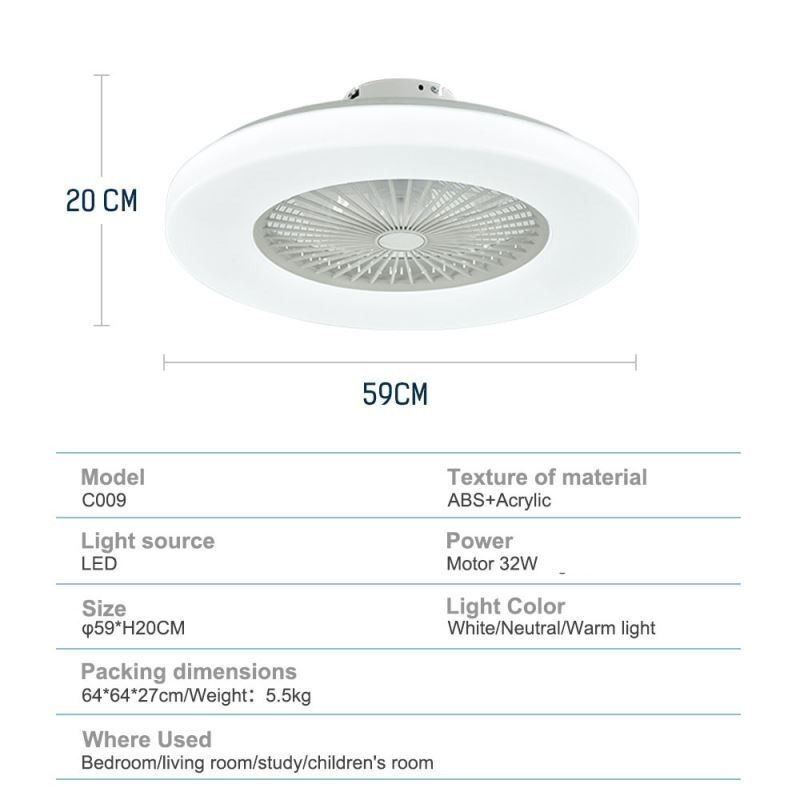 Fan Ceiling Light Trichromatic Dimming 3 Speed Remote Control