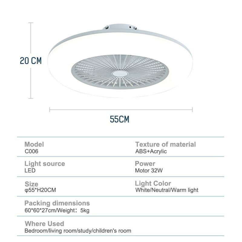 Fan Ceiling Light Trichromatic Dimming with Remote Control 3 Speed
