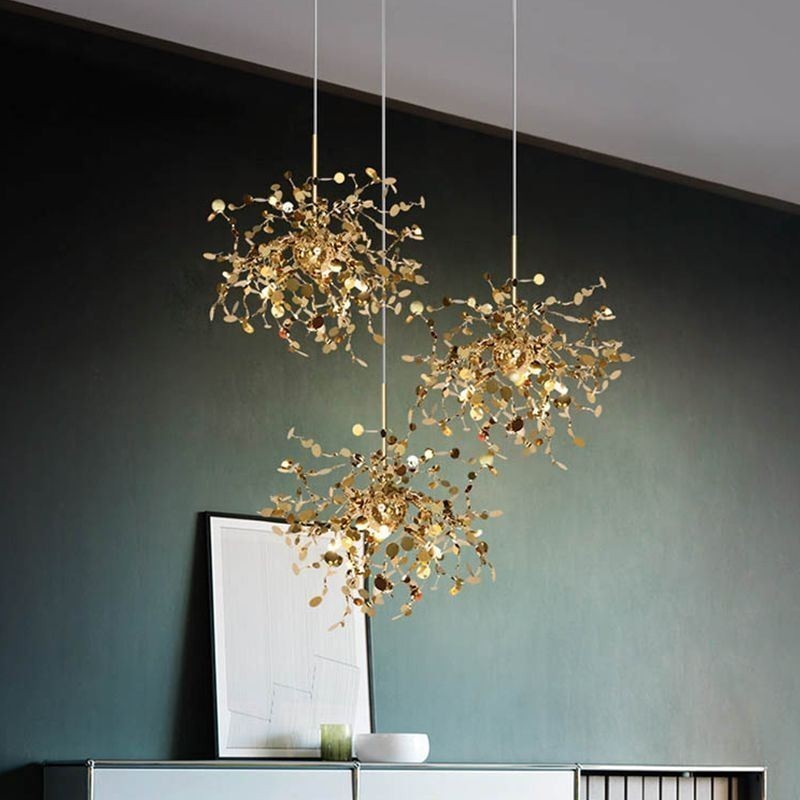 Sequin Chandelier Stainless Steel Pendant Lighting Dining