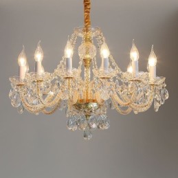 Transparent Crystal Chandelier European Gold Body Luxury Decrative Ceiling Light