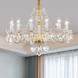 Transparent Crystal Chandelier European Gold Body Luxury Decrative Ceiling Light