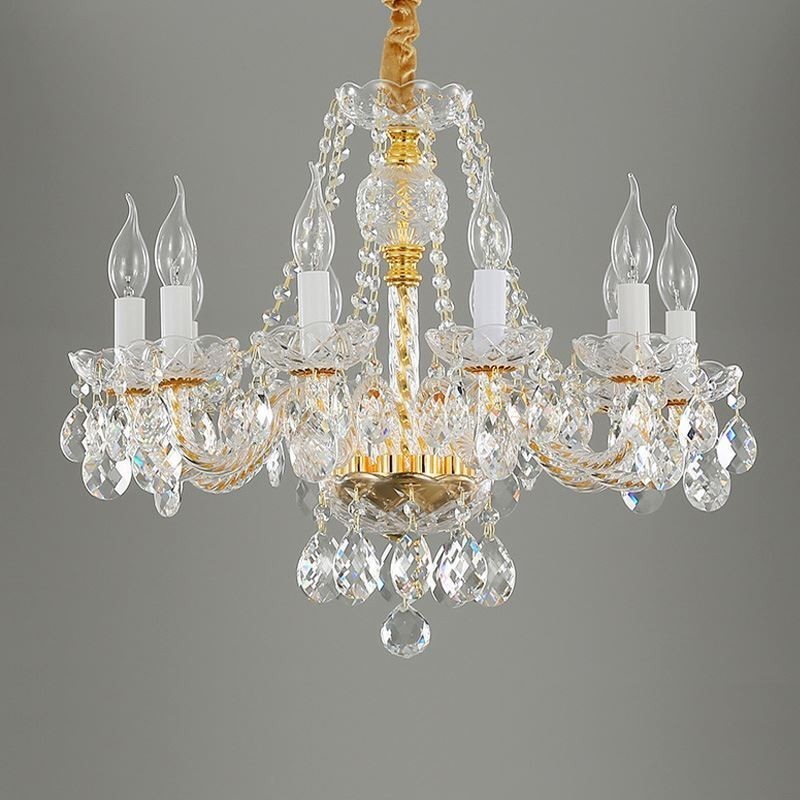 Transparent Crystal Chandelier European Gold Body Luxury Decrative Ceiling Light