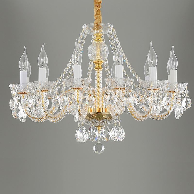 Transparent Crystal Chandelier European Gold Body Luxury Decrative Ceiling Light