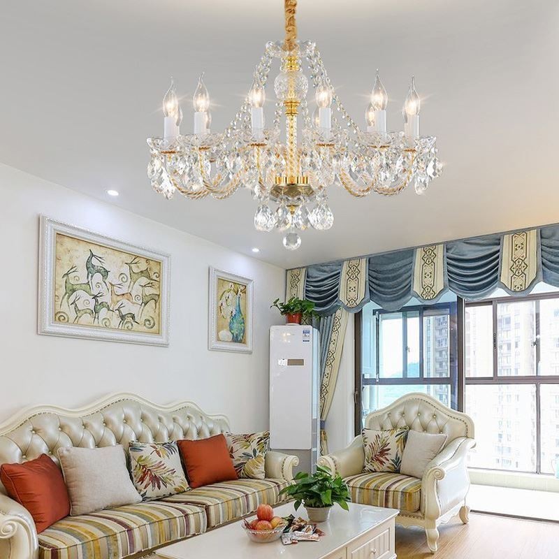 Transparent Crystal Chandelier European Gold Body Luxury Decrative Ceiling Light