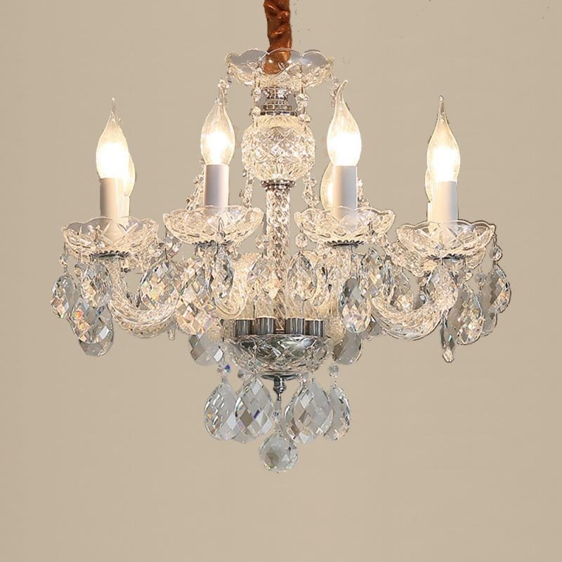 European Clear Crystal Chandelier Glass Light Body 8 Lights