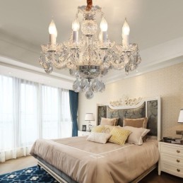 European Clear Crystal Chandelier Glass Light Body 8 Lights