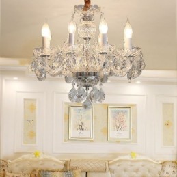 European Clear Crystal Chandelier Glass Light Body 8 Lights