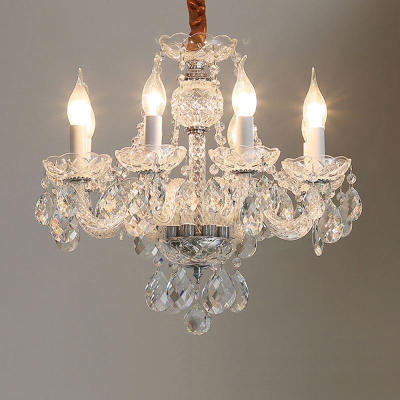European Clear Crystal Chandelier Glass Light Body 8 Lights