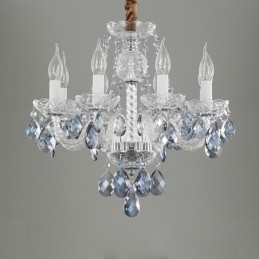 European Blue Crystal Chandelier Glass Light Body 8 Lights