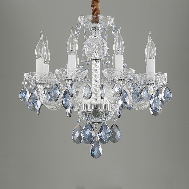 European Blue Crystal Chandelier Glass Light Body 8 Lights