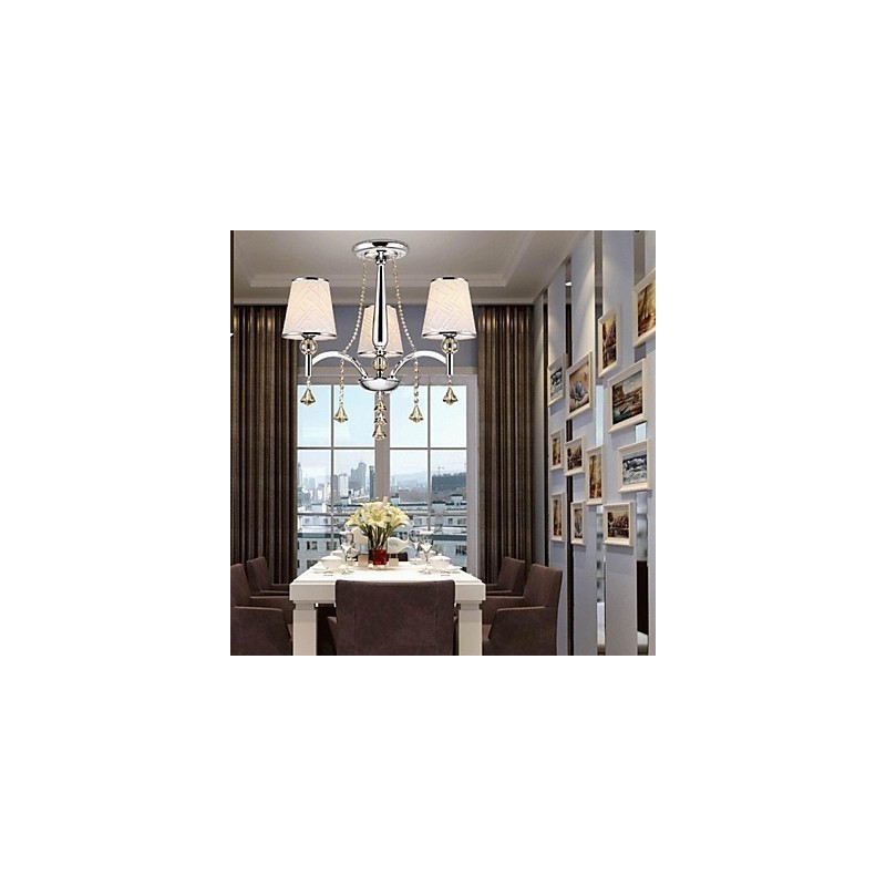 Modern Contemporary Crystal Chrome Metal Chandelier