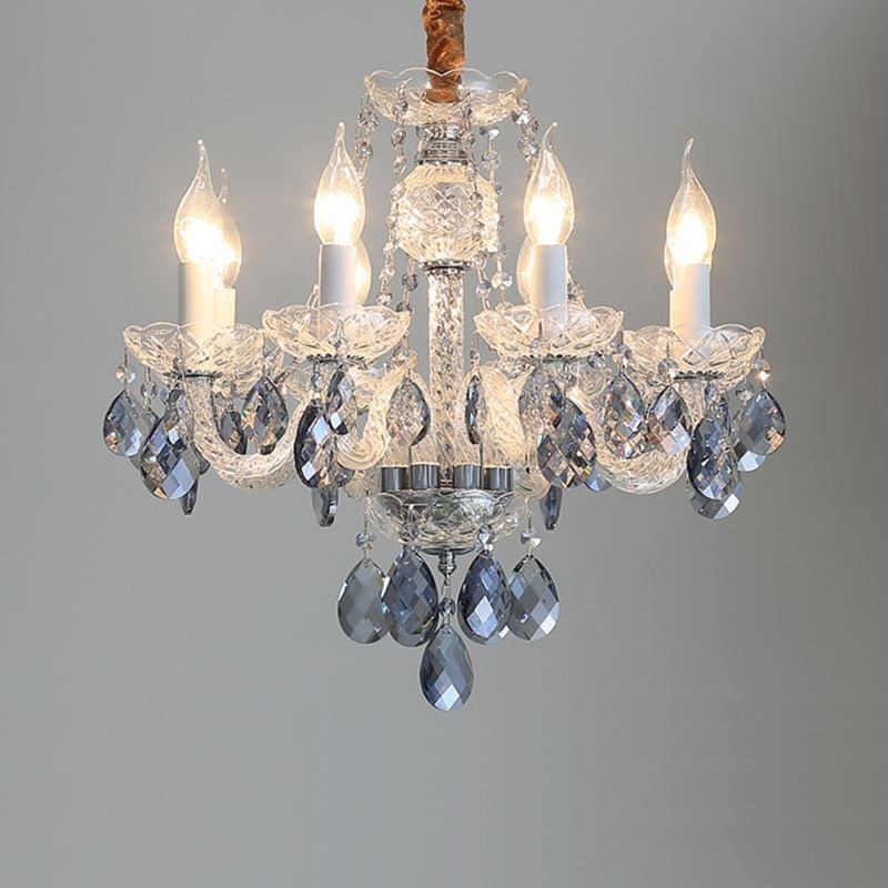 European Blue Crystal Chandelier Glass Light Body 8 Lights