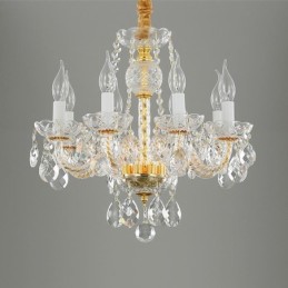 European Clear Crystal Chandelier Glass Lamp Body 8 Lights Gold Body Ceiling Lamp